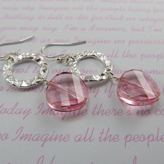 Rose Twist Crystal Hammered Silver Earrings Swarovski