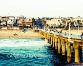 Manhattan Beach California, view from the pier, sand and surf  8 x 10 photographic print