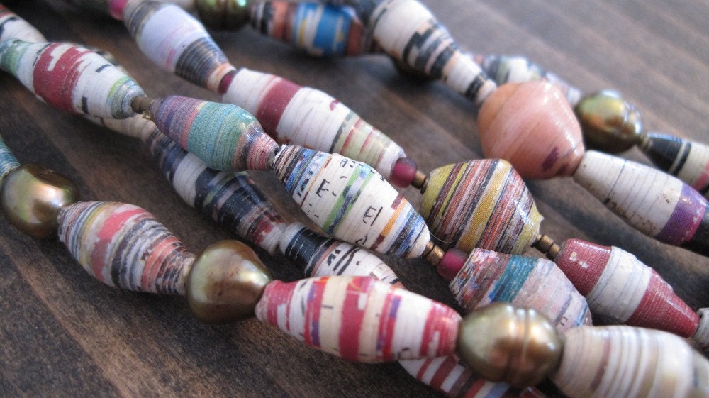 Neutral Recycled Paper Necklace