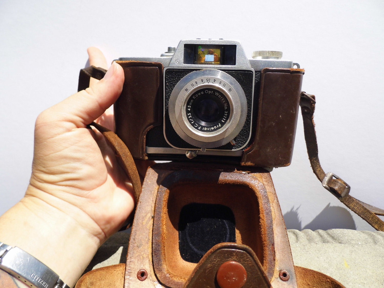 Vintage Graflex Camera, Vintage Camera with Leather Case, Mid Century Camera