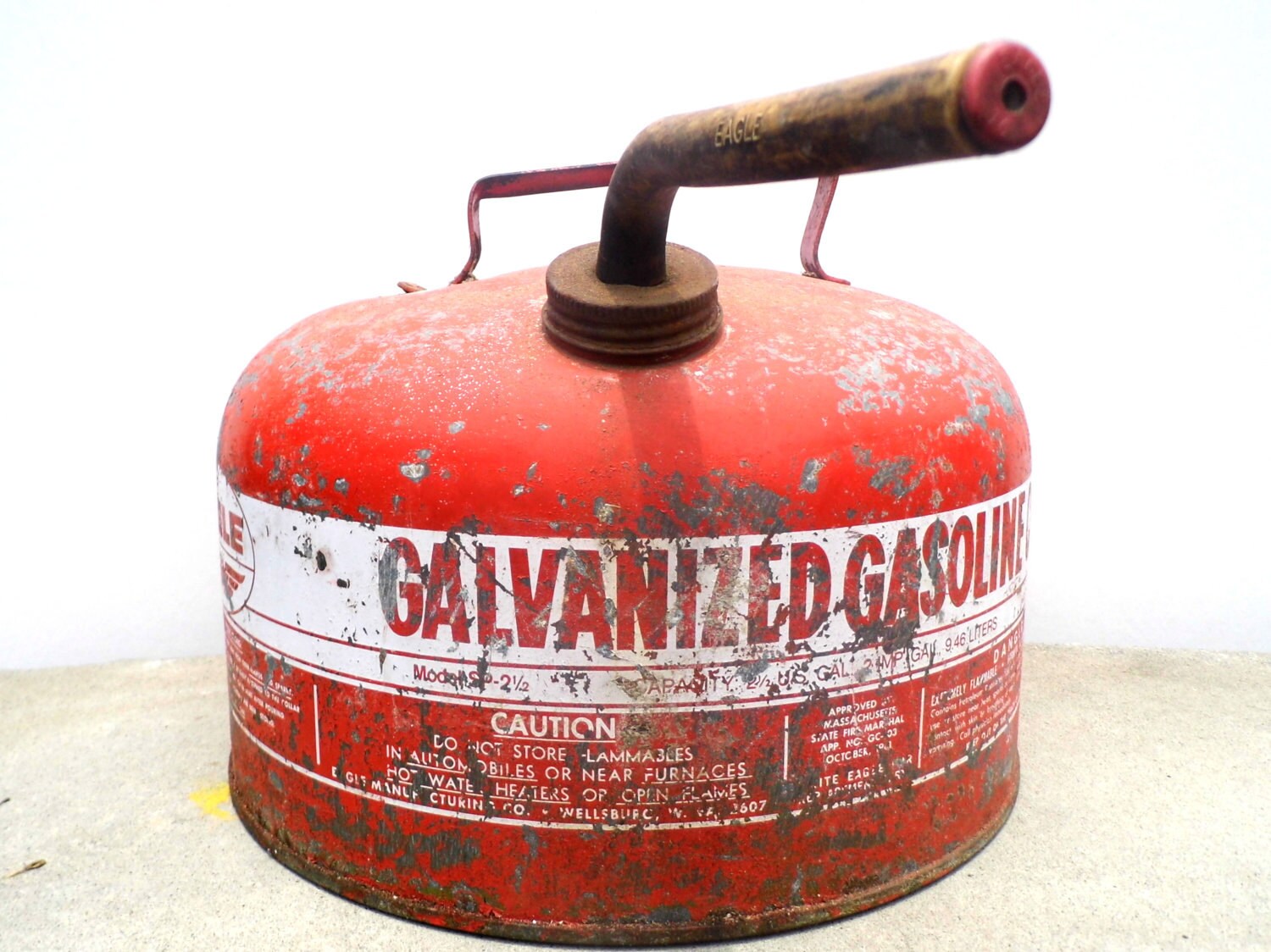 Vintage Gas Can Galvanized Gasoline Can Eagle by PaperWoodVintage