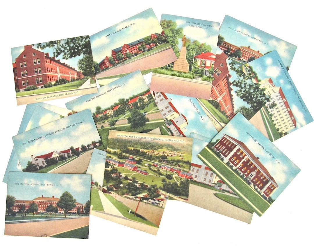Fort Bragg NC Set of 20 Trading Cards Linen Texture