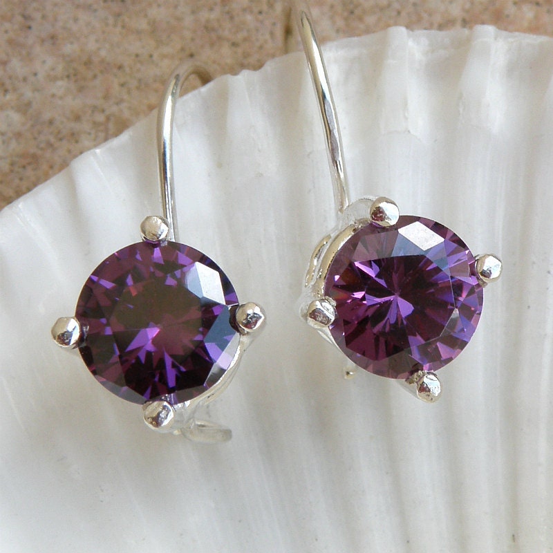 Amethyst Jewelry, Amethyst Sterling Silver Earrings, Gift For Her, Purple Gemstone Silver Earrings, Amethyst Earrings