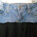 Coco black silk velvet lace Renaissance Denim Couture bohemian jean skirt