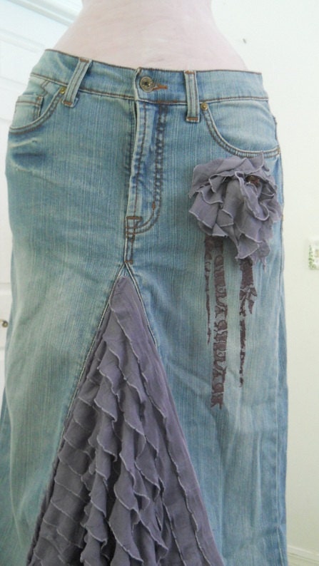 Belle Époque Lavande bohemian jean skirt lilac purple lavender wisteria ruffled silk ultra femme bohemian beach wedding mermaid
