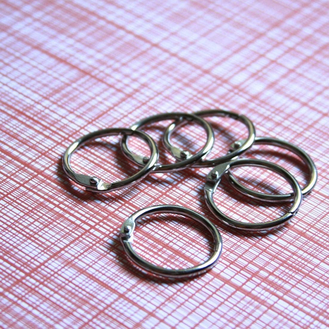 1" Book Binder Rings .  Silver . Set of 6 One Inch Bindery Ring Hinges // December Daily