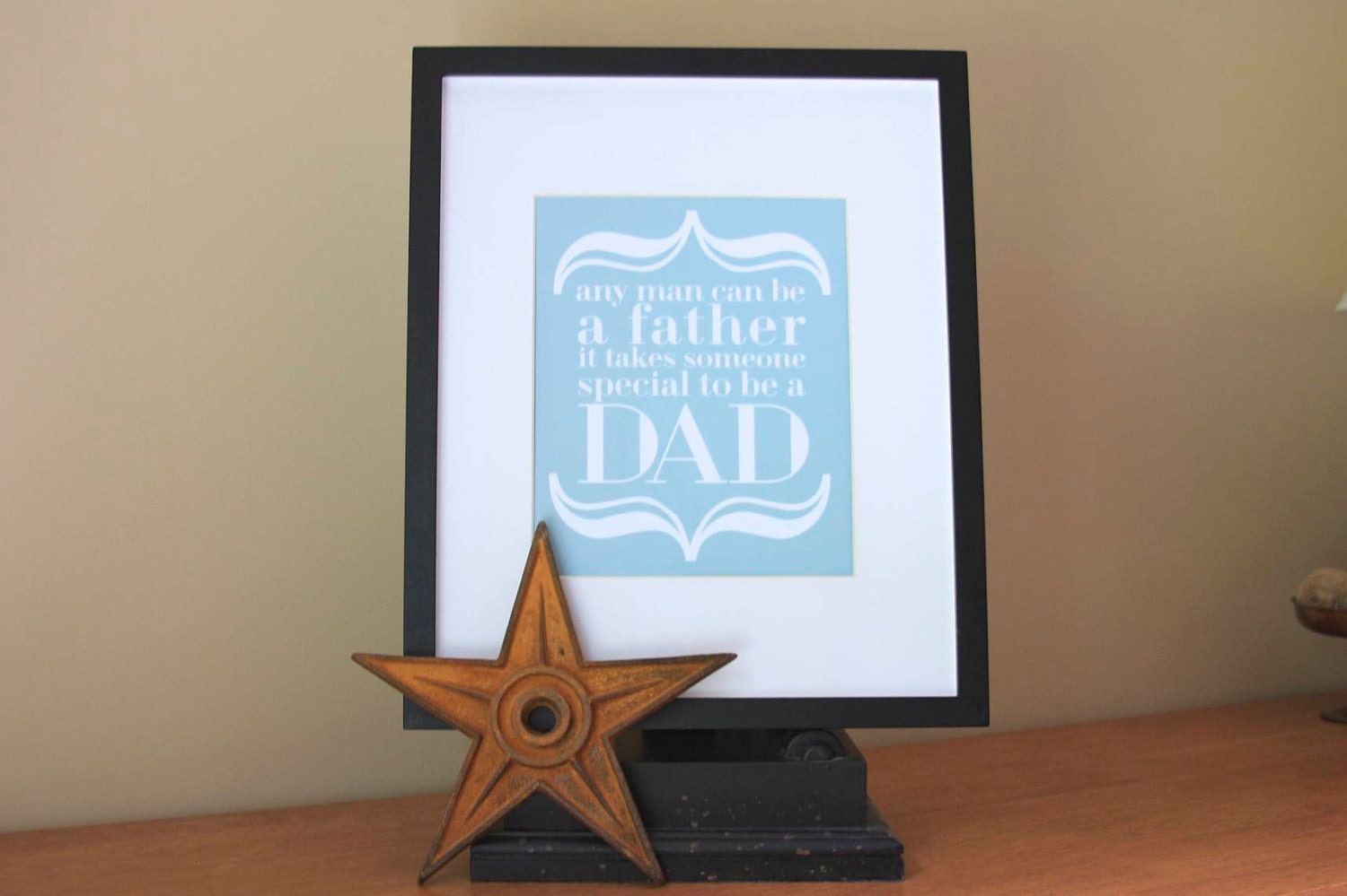 Father Art Print . 8x10 To Be a Dad .  Navy Blue Celadon Seafoam  // Subway Art Poster Print // Gifts for Dad . Fathers Day