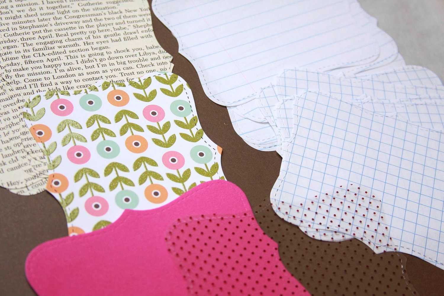 Top Note Die Cut Shape Paper Pack // 18 Piece Collection // Graph Lined Book Pages Foam