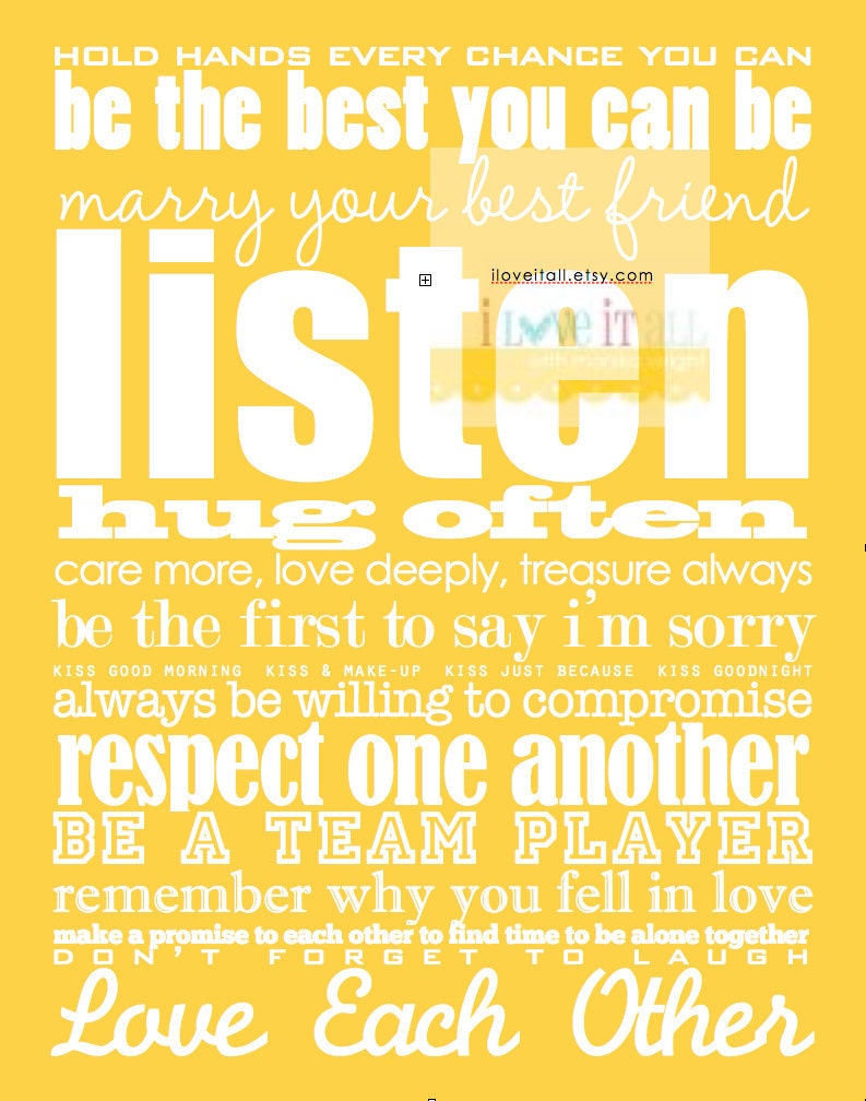 Marriage Advice . 11 x14 Love Rules Subway Art Poster Print . Romantic Wedding Anniversary Gift . Black on White // Scroll Sign