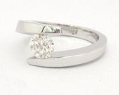 Round cut diamond engagement ring tension set 14k white gold 0.70ctw