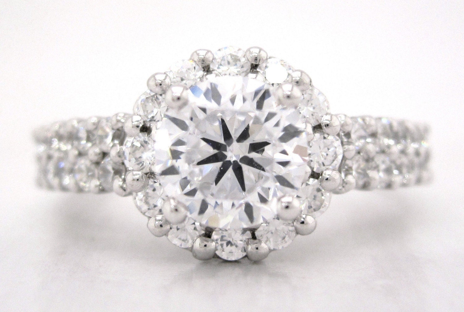 Round cut diamond engagement ring art deco1.33ctw