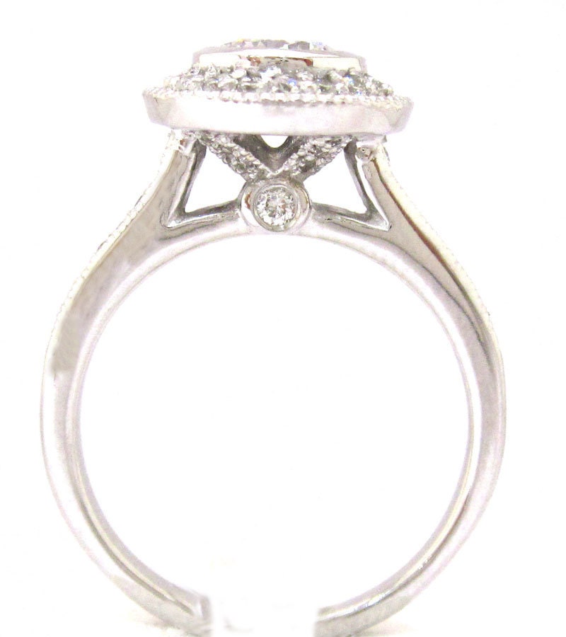 Round diamond engagement ring and band 1.60ctw 18k