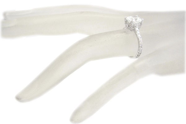 18k white gold cushion cut diamond engagement ring art deco halo prongs 2.25ctw