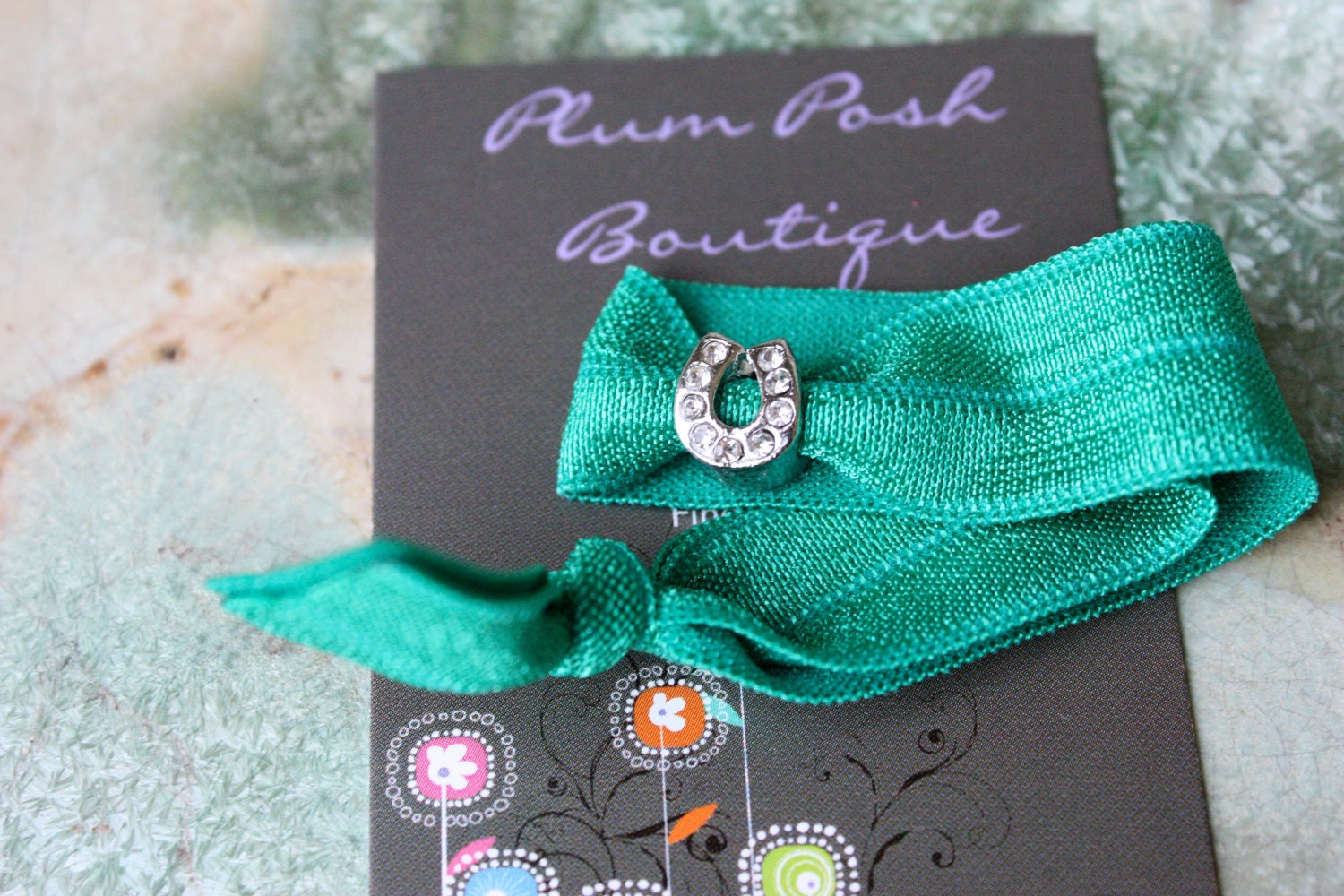 Rhinestone Horseshoe Beaded Knotted Elastic Hair Tie - Add to your order for no additional shipping - Customize Your Color