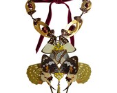 Real Butterfly Dragonfly Luna Moth Wings - Neo Victorian Fairy Fantasy - Gold Plated Necklace - One Of A Kind - Free Shipping