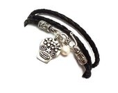 Mexican Day of the Dead, Sugar Skull Braided Leather Wrap Bracelet,yoga jewelry,wrapped, wrapping, wrap around,wrist wrap