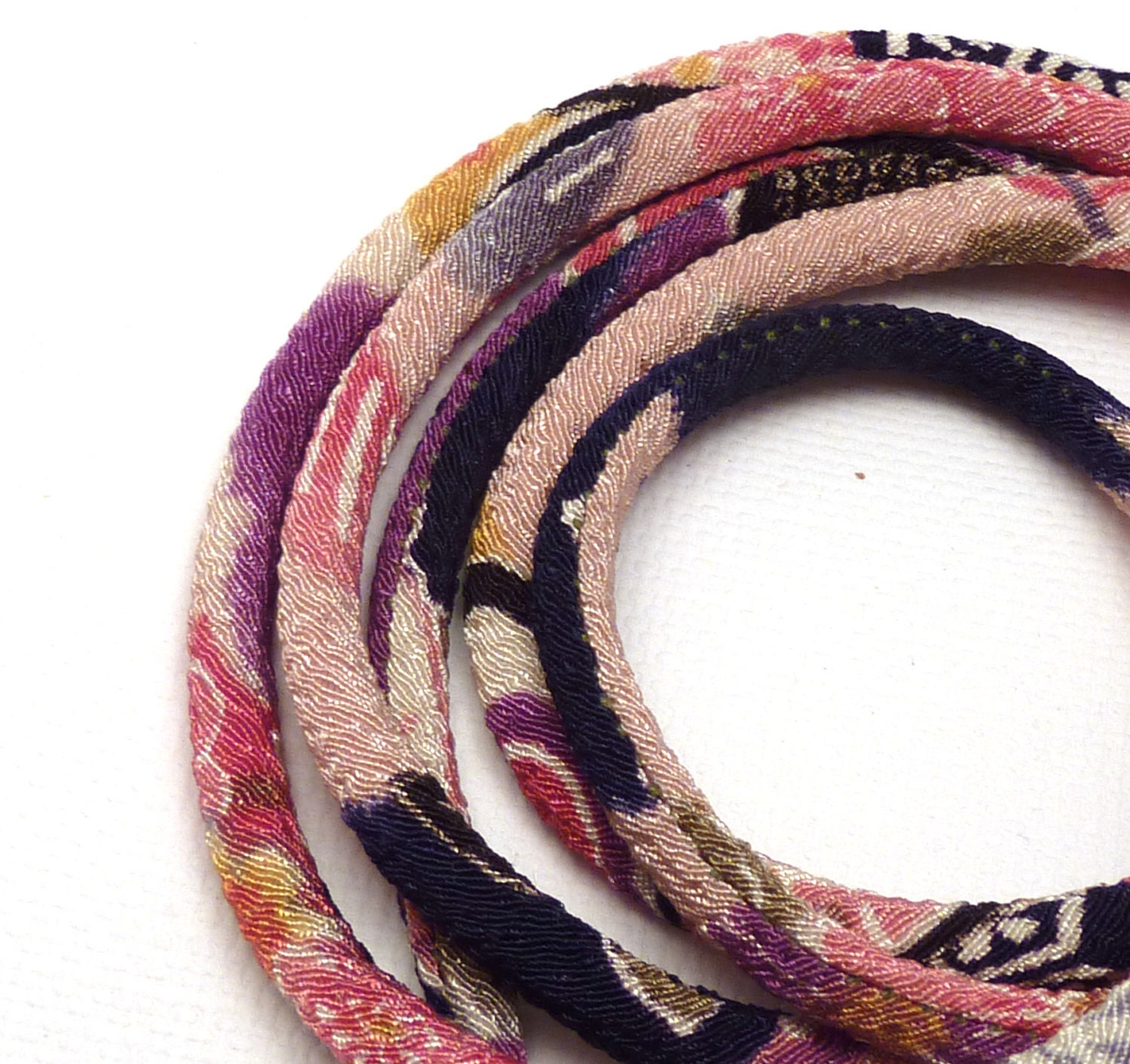 Japanese Chirimen Cord Wrap Bracelet with Om Charm
