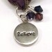 Hand Dyed Silk Wrap Bracelet with Believe Charm and Swarovski Crystals