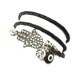 Leather Wrap Bracelet with Hamsa, Peace Sign, and Evil Eye,yoga jewelry,wrapped ,wrapping bracelet,wrapped, wrapping, wrap around,wrist wra