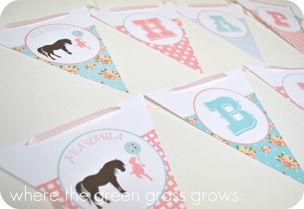 Shabby Chic Vintage Pony Banner Bunting