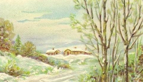 1913 Stecher Litho - Joyous Christmas Greetings - Wintery Scene on Vintage Postcard