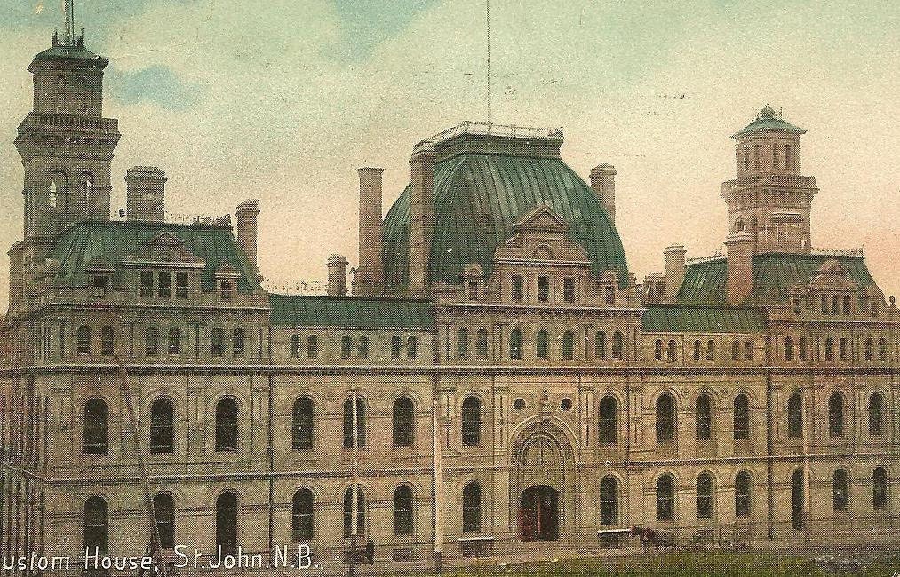 St John New Brunswick Vintage Postcard - Custom House 1909 cancel