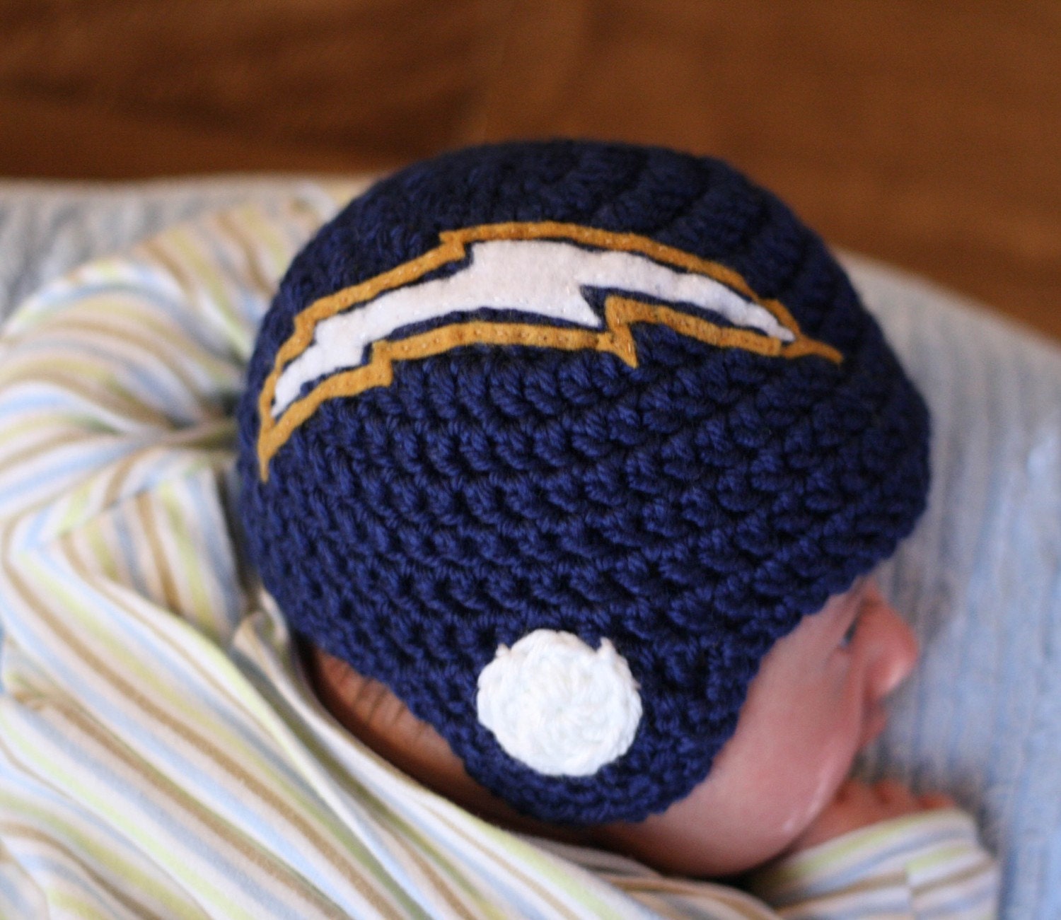 Crocheted Football Helmet Baby Beanie - You choose TEAM and SIZE