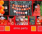 Elmo Birthday Party Packaged Set   Everything You Need  Banner, cupcake toppers, gift tags, bottle wraps, hats, centerpiece