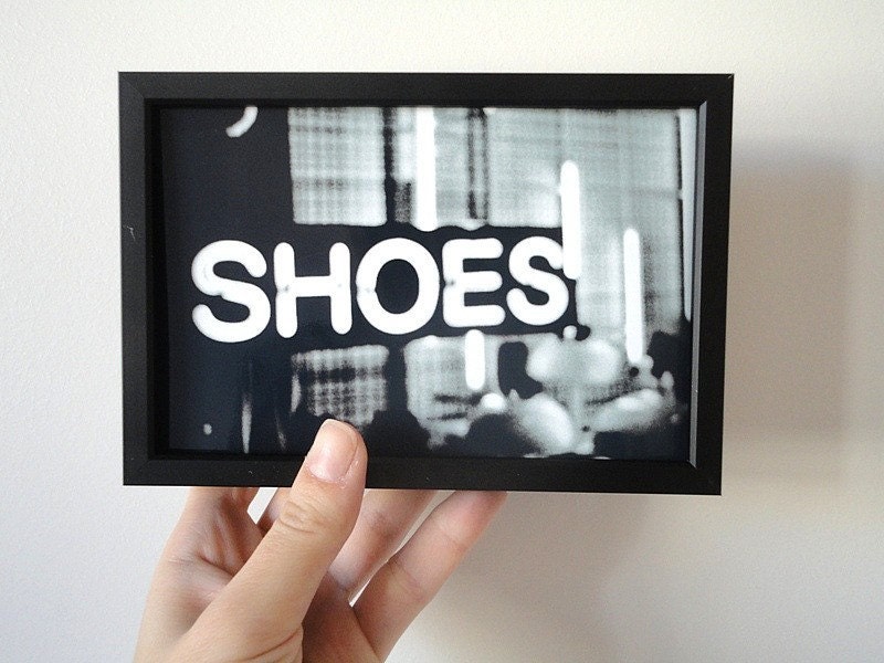Photo Print Shoes Black and White Typography Photograph in 4 x 6
