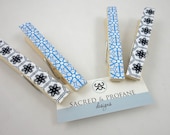 Clothespins Pegs Pale Blue and Black for Wedding Decor, Office, Back to School - Set of 4