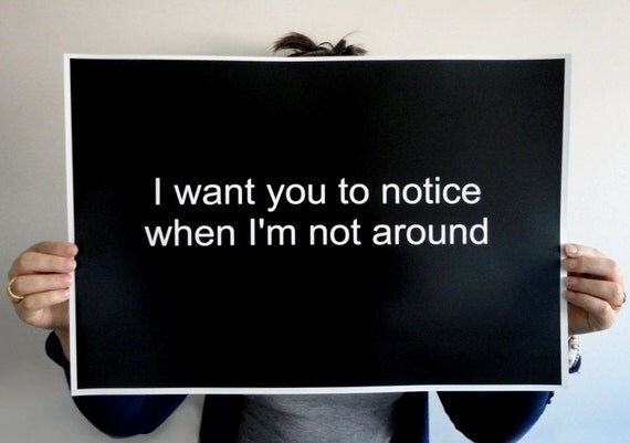 Typography Poster - I Want You To Notice 11 x 14 inches Valentine Gift, Gift for Partner