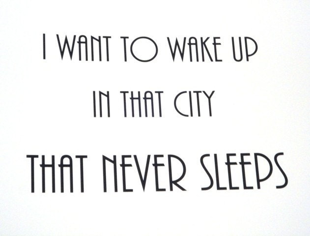 Typography Art Print 'Live in a City that Never Sleeps'  A4 in Black and White