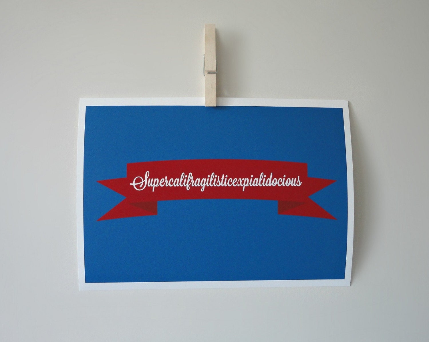 Typography Print Supercalifragilisticexpialidocious A4 Archival Print in Pink and Blue