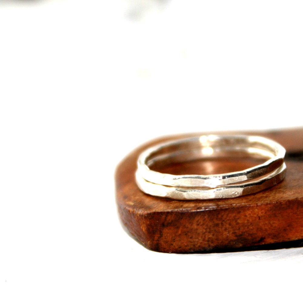 Slender Sterling Silver Rings, Friendship Stacking Bands, Your Size