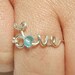 love wire ring sterling silver - baby blue faceted crystal reduced price-love word- script-italics-writing
