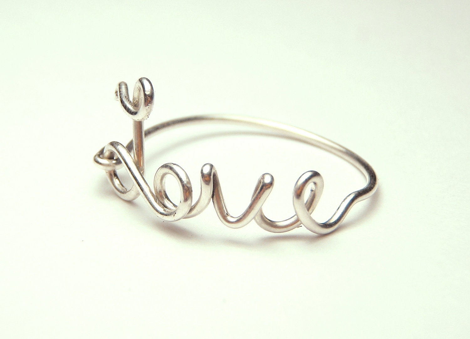 love wire ring - love sterling silver wire script ring- Special price sterling silver wire 925- keoops8 shop