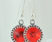 Cherry Red Swarovski Crystal Victorian Drop Earrings, Crystal Earrings, Swarovski Earrings, Sterling Silver