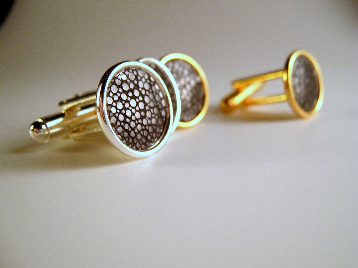 Silver Cuff Links, Homme du Monde - Steely gray sting ray cufflinks by dirty rice on etsy