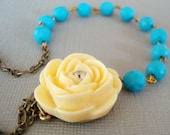 Vanilla Rose - Resin Flower, Howlite, Swarovski crystals necklace, romantic