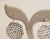 Chrysanthemum Earrings. Silver. Everyday Wear. Modern Chic. Gift For Her (SER-11)