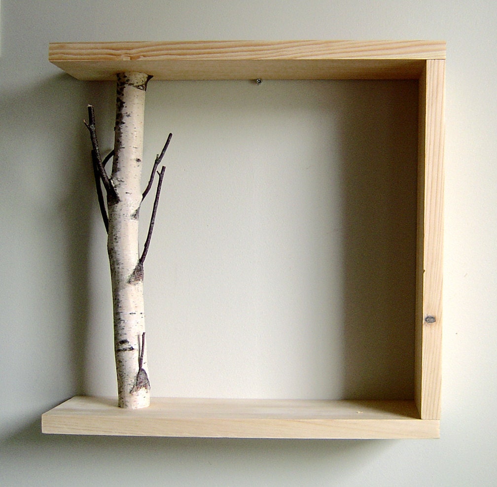 Reserves for Ellie - White Birch Forest - organic wall art/box shelf