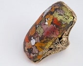 Metal leaf Polymer Clay Ring