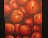 Red Apples Close-up, Original Acrylic Painting,  12 x 16 inches Canvas