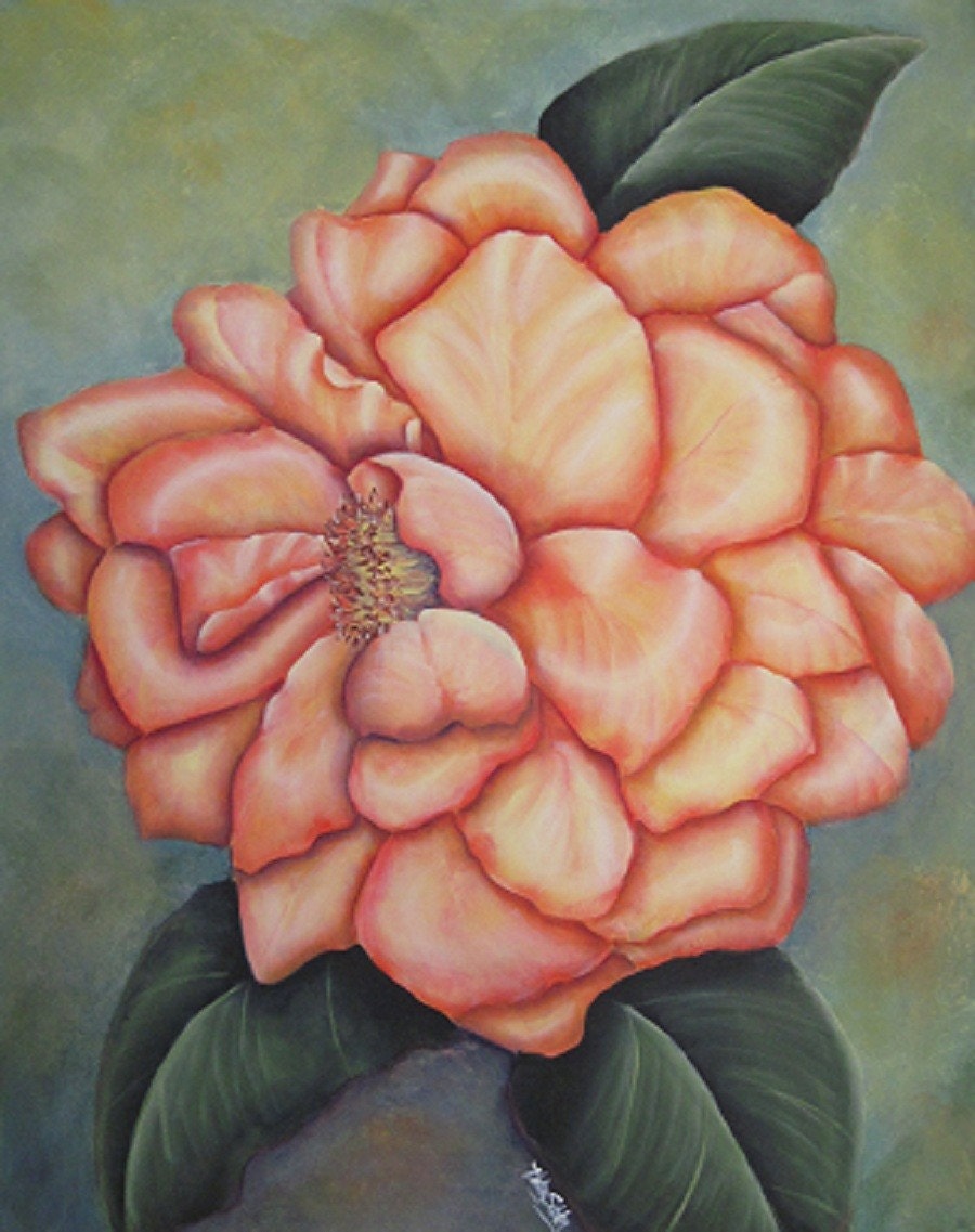 Large Rose  Painting, Sunset Rose, Original Artwork,  24 x 30