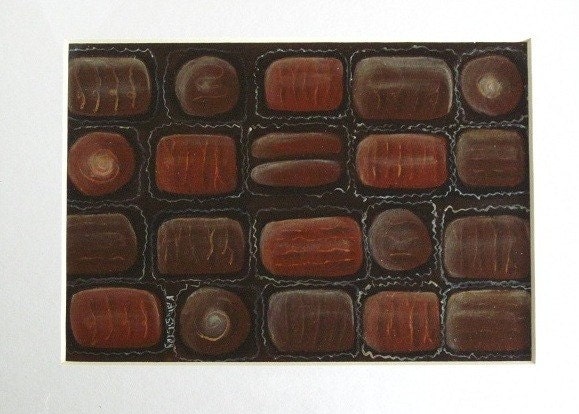 Chocolate Box Painting, Original,  Matted 8 x 10"
