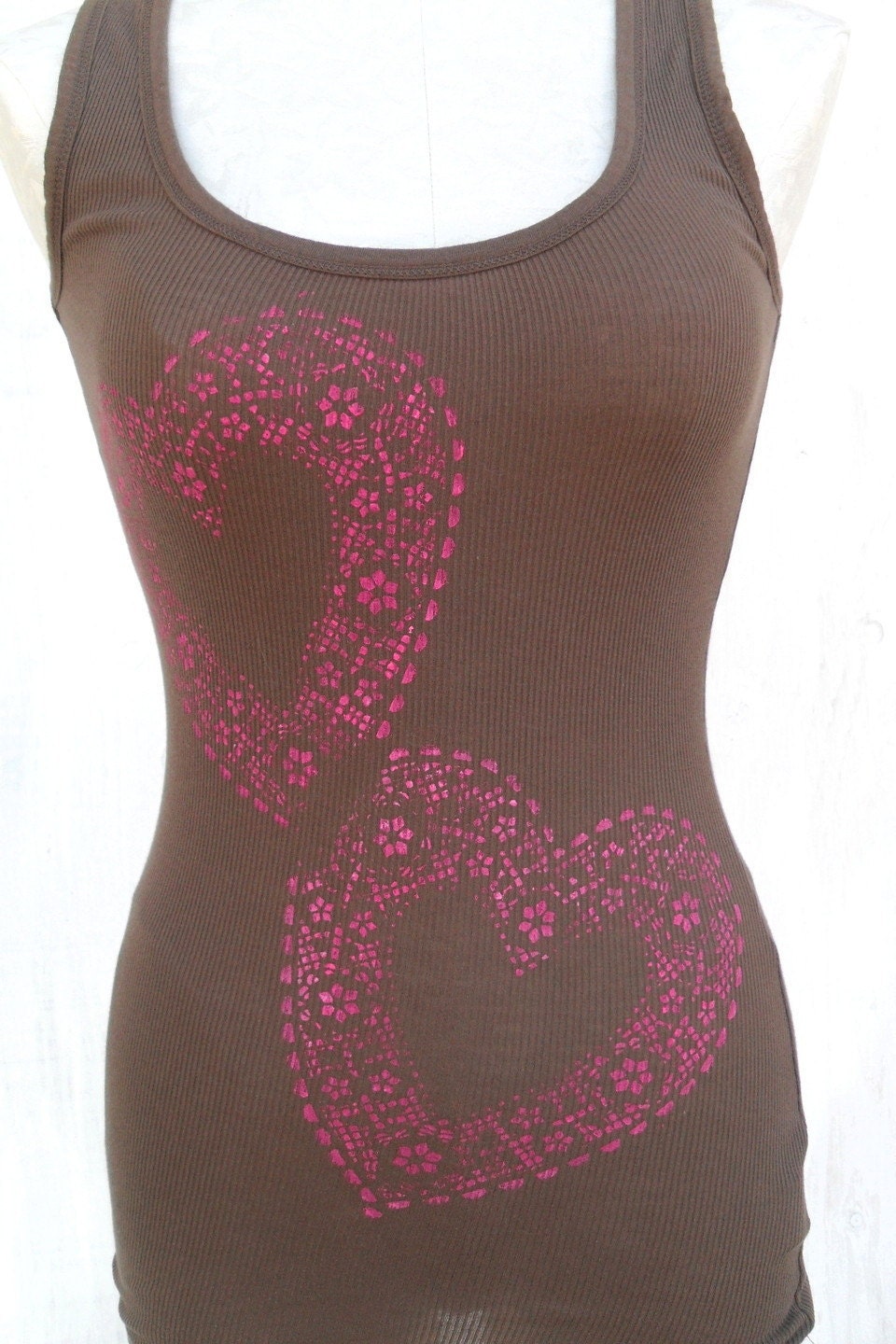 SALE Pink Cocoa Heart Tank - Large