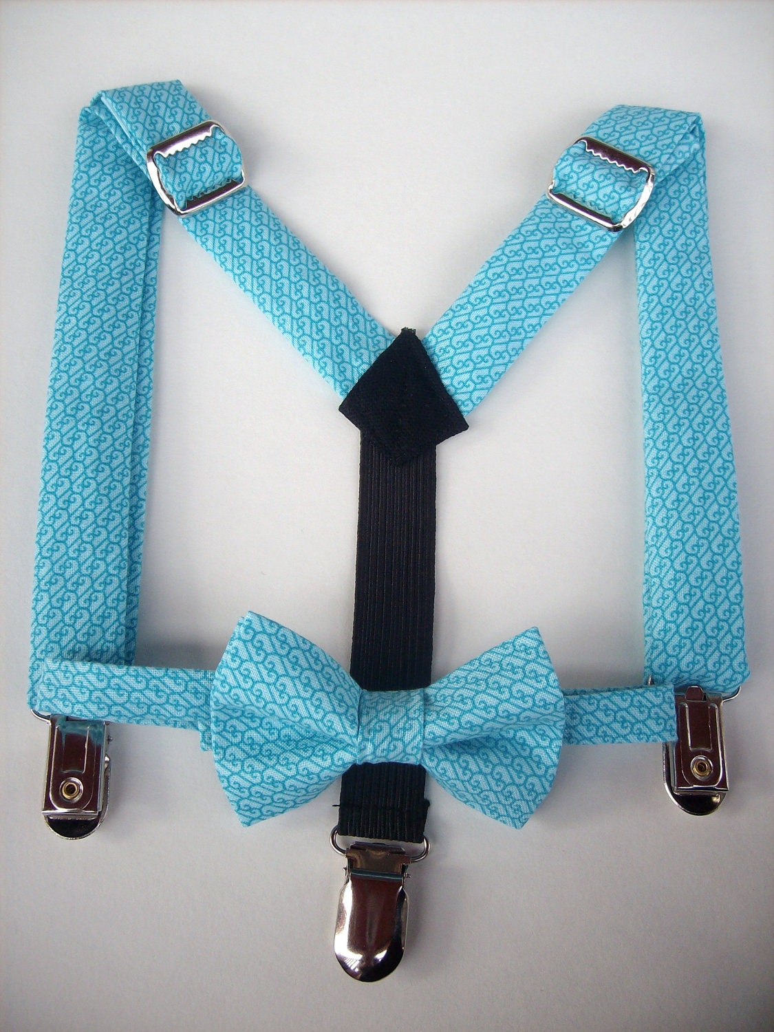 SALE bow tie and suspenders for toddler boy teal by golubchick