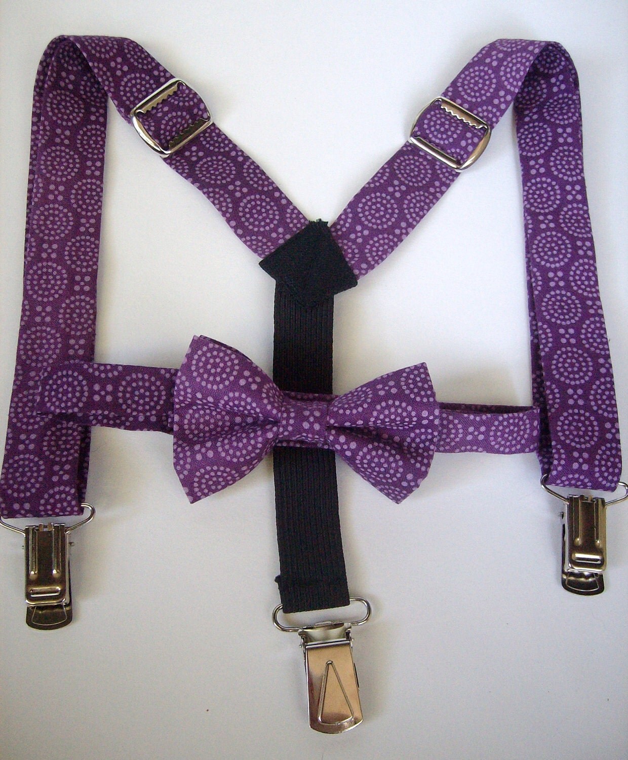 bow tie and suspenders for toddler boy purple plum by golubchick