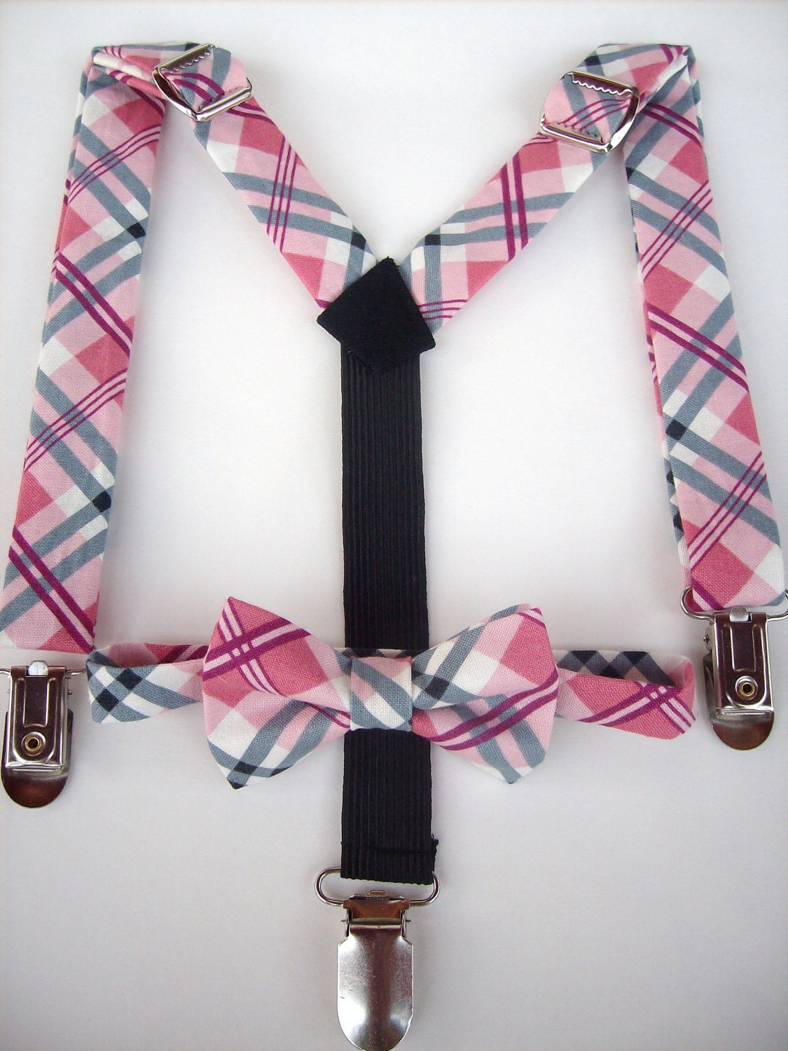 bow tie and suspenders for toddler boy pink gray by golubchick