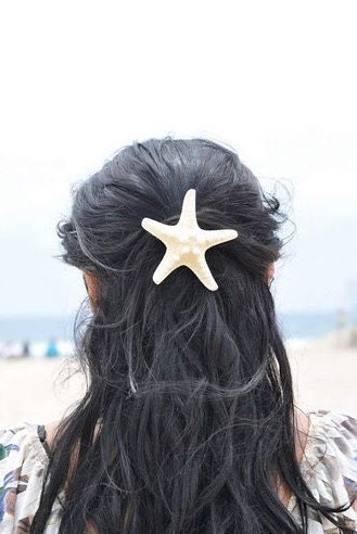 Mermaid Natural White Knobby Starfish Barrette, Perfect Hair Accessory for A Beach Girl, Mermai Hair, Summer Vacation